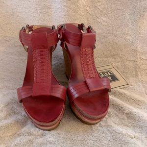 Frye Red Leather Sandals Size 8